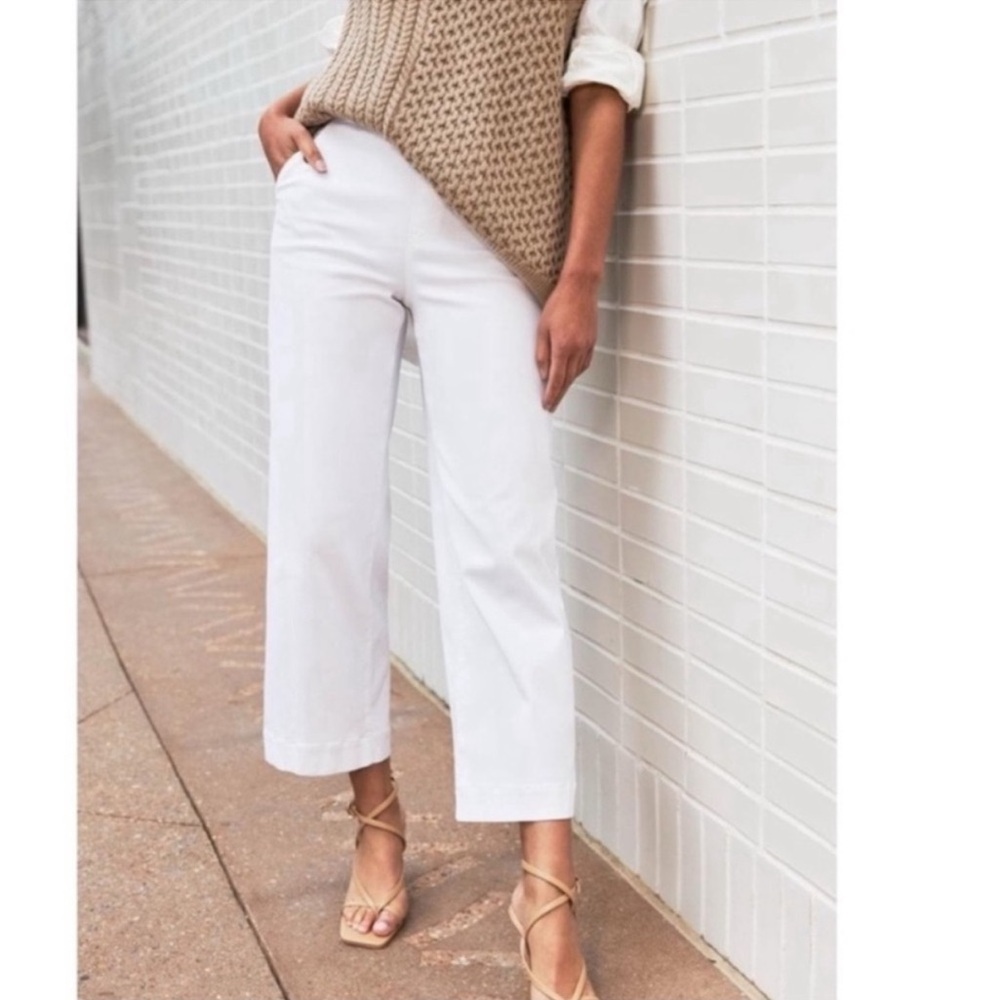 Spanx on the go White Wide-Leg stretched tencil cropped Pants